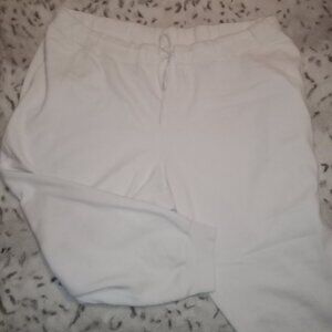 EVRI Sweatpants with Elastic Waist and Drawstring White Plus Size 4X